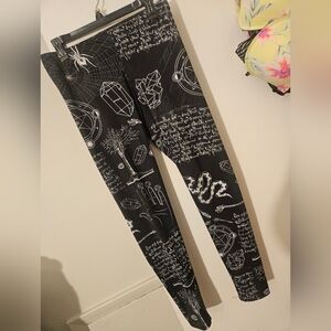 Black Leggings with White Graphic Print